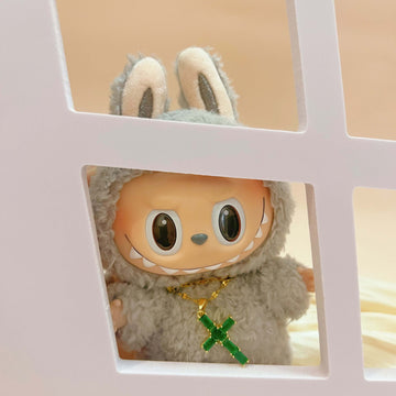 Jade Cross Necklace for Labubu Style Doll Accessories