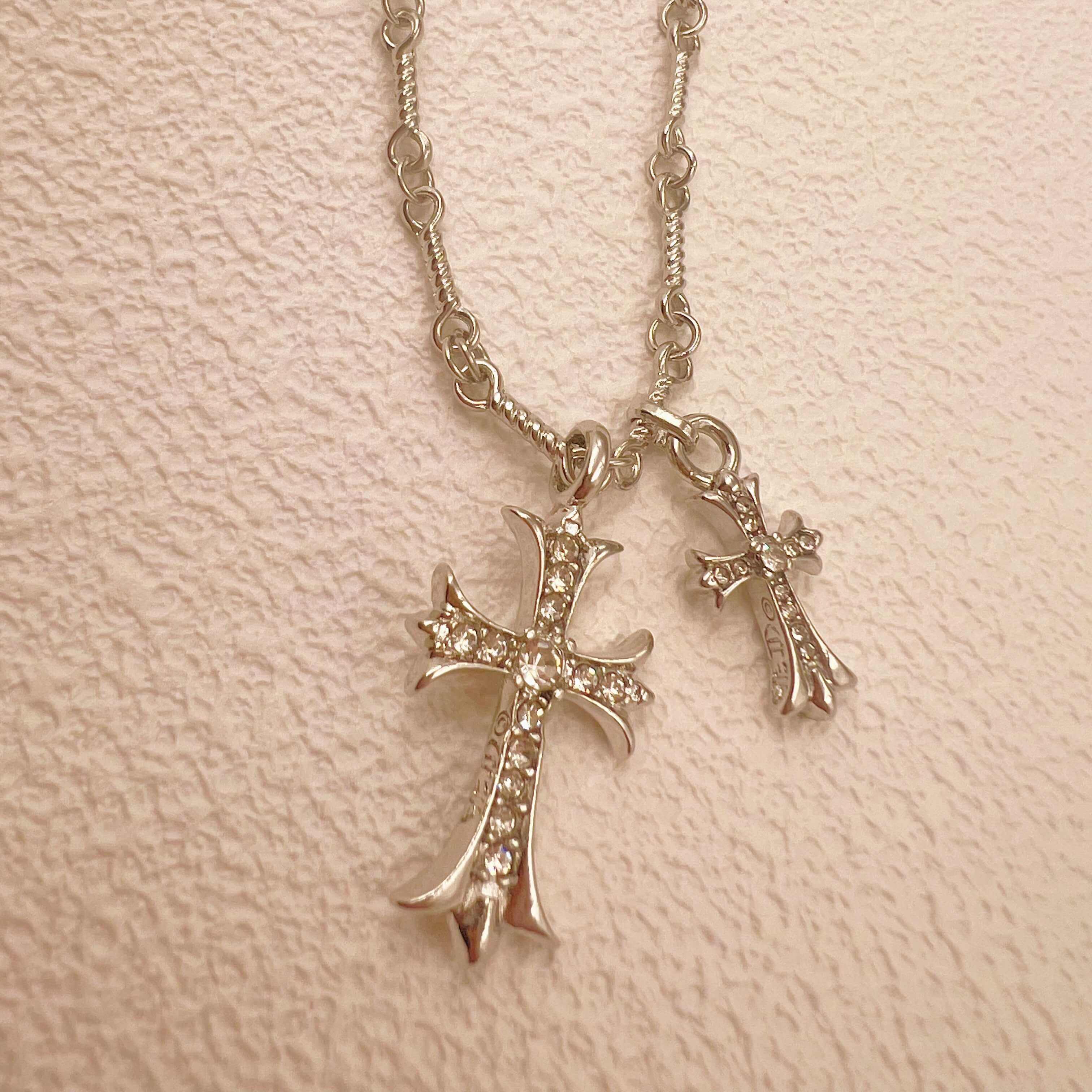 Double Cross Necklace for Labubu Style Doll Accessories