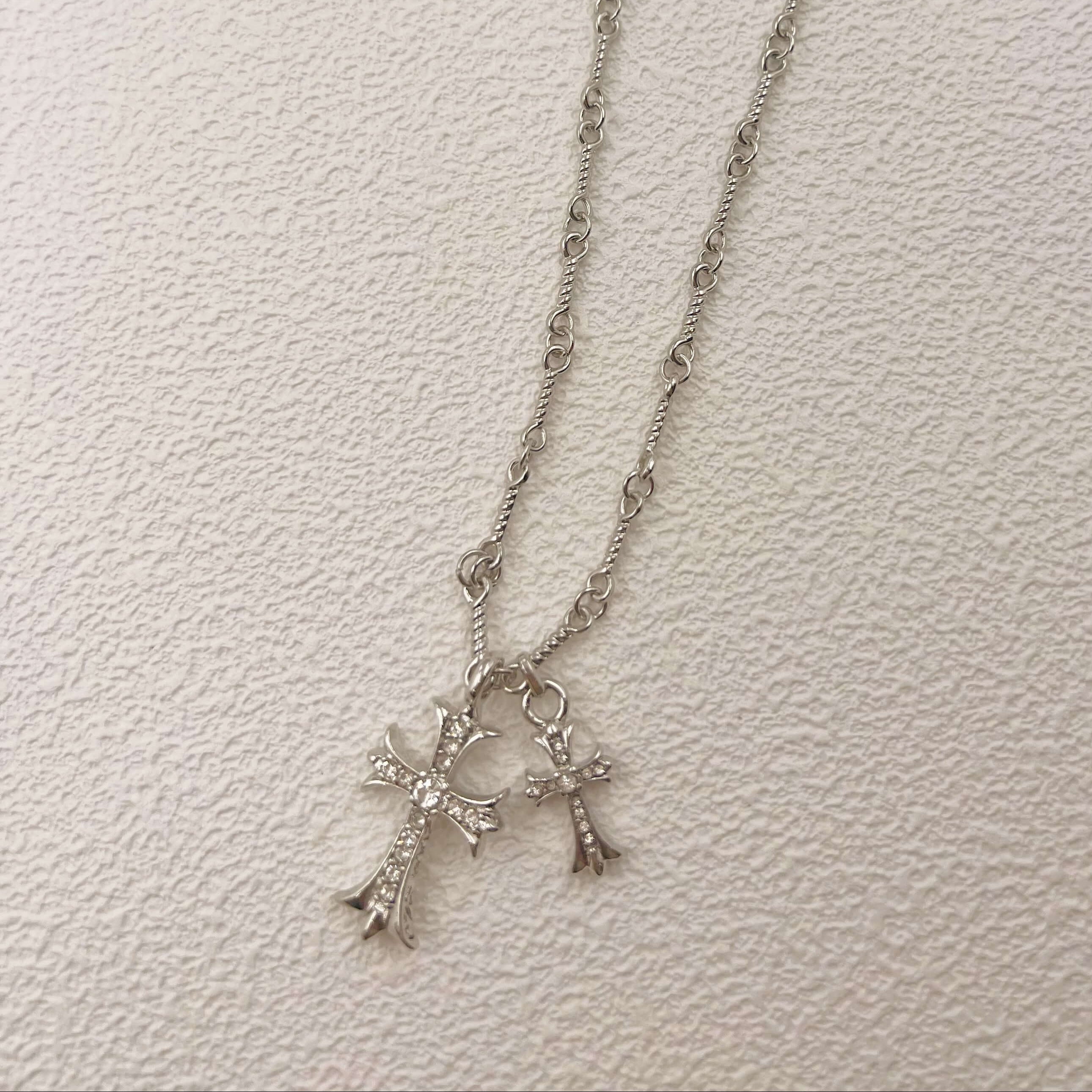 Double Cross Necklace for Labubu Style Doll Accessories