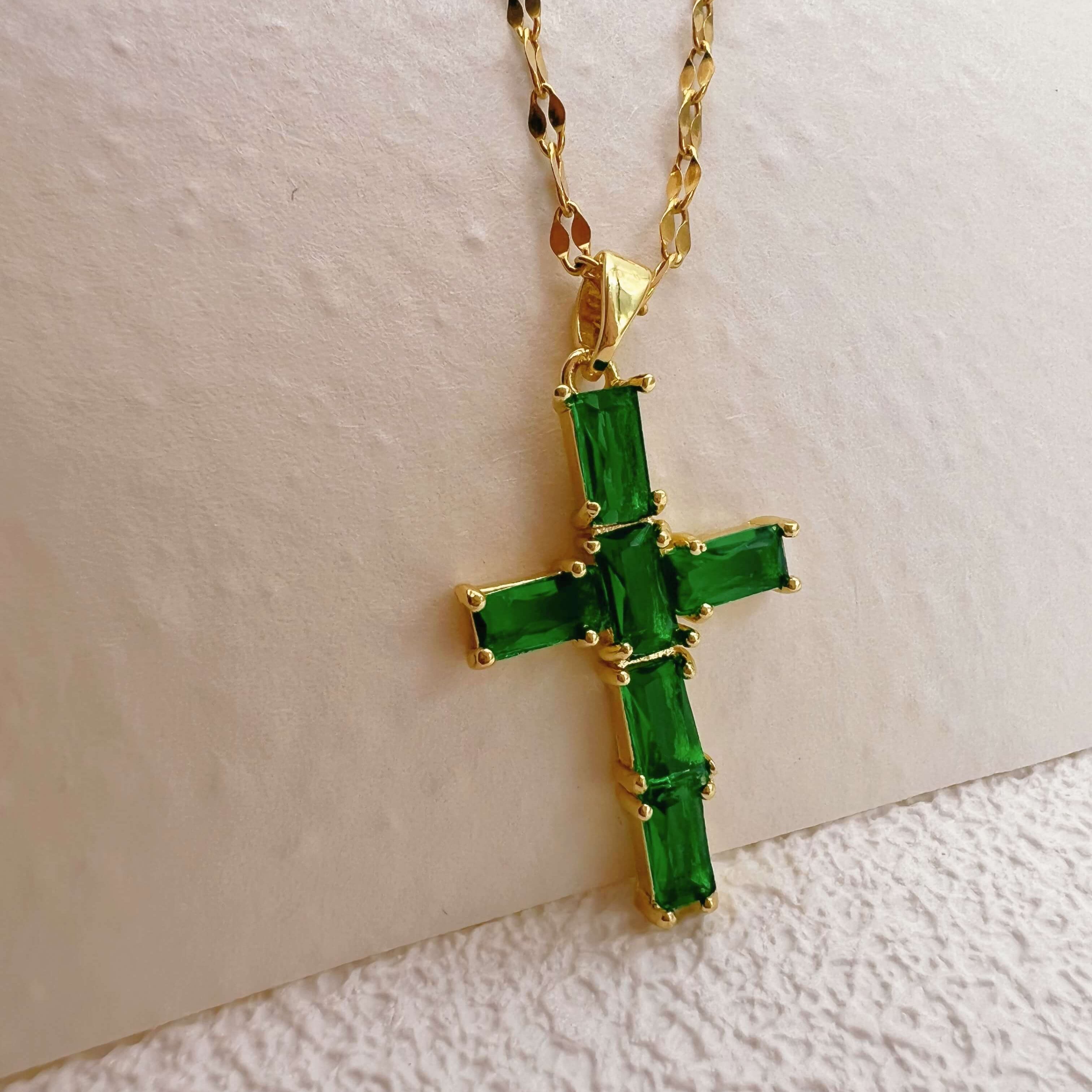 Jade Cross Necklace for Labubu Style Doll Accessories