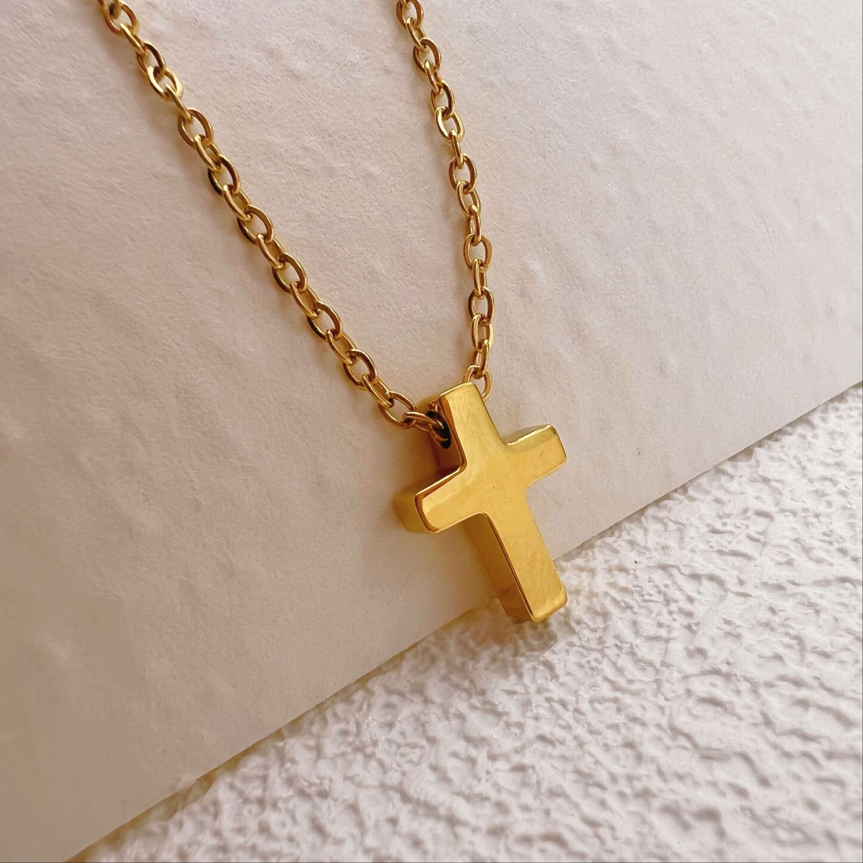 Trible Gold Cross Necklace for Labubu Style Doll Accessories