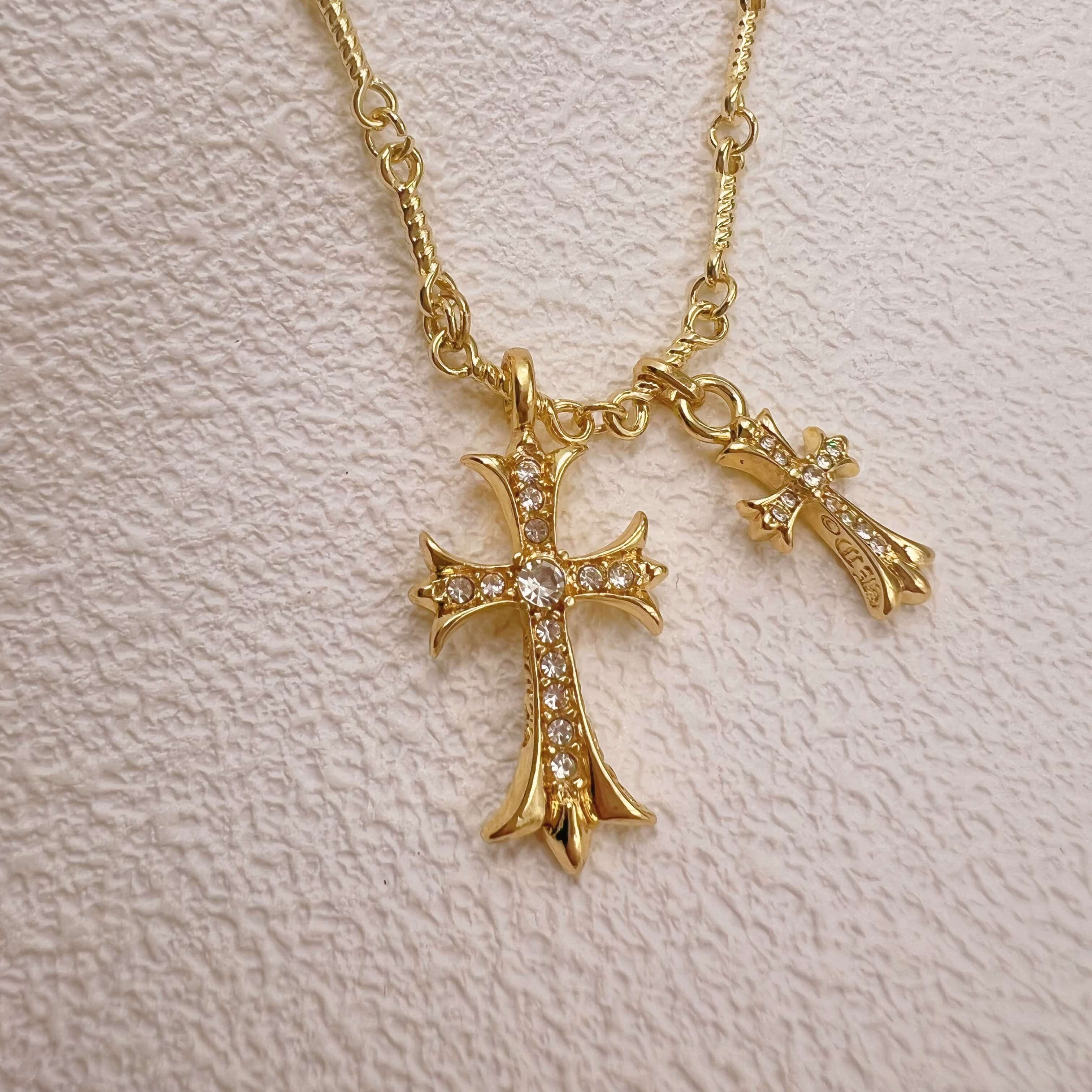 Double Cross Necklace for Labubu Style Doll Accessories