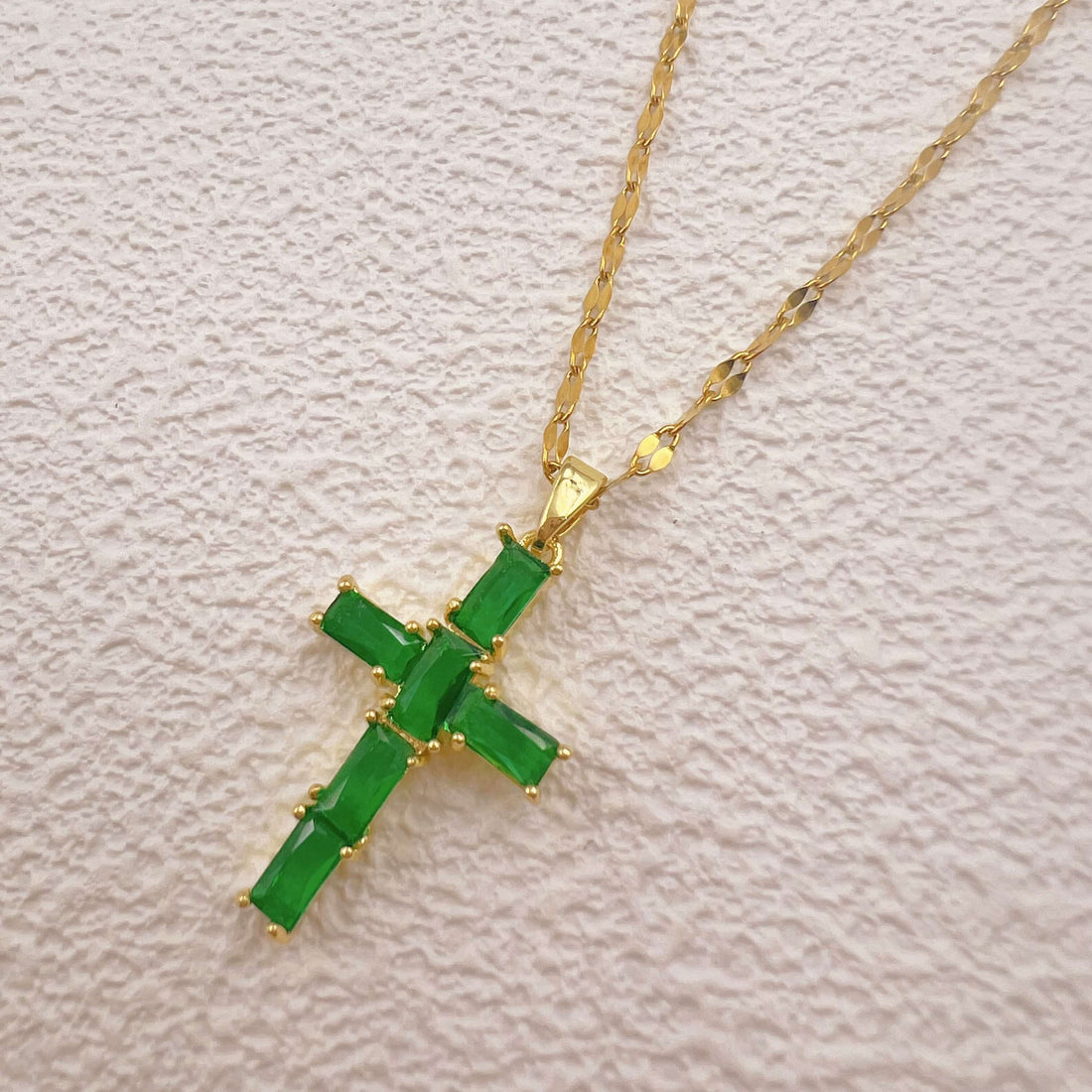 Jade Cross Necklace for Labubu Style Doll Accessories