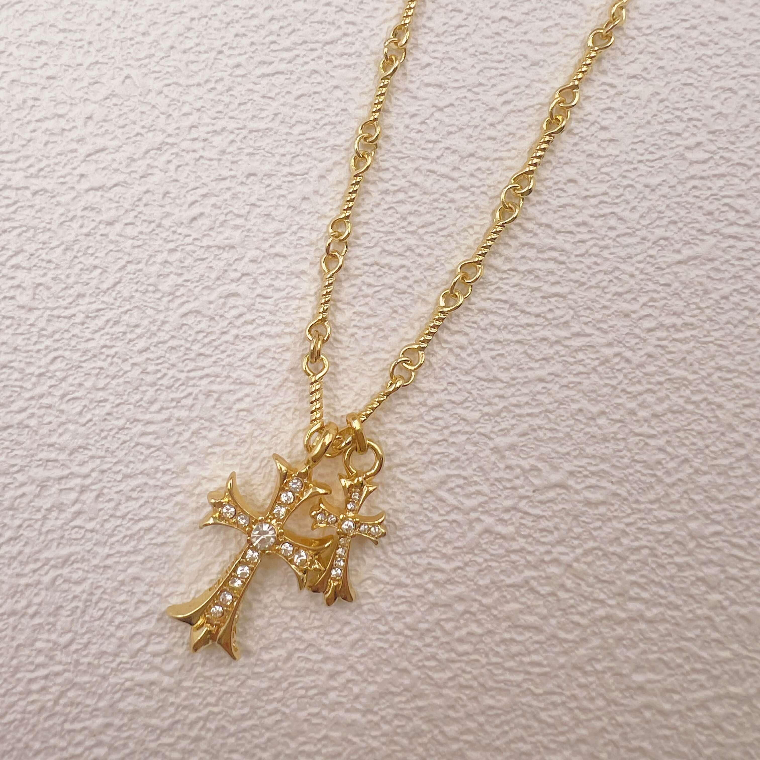 Double Cross Necklace for Labubu Style Doll Accessories