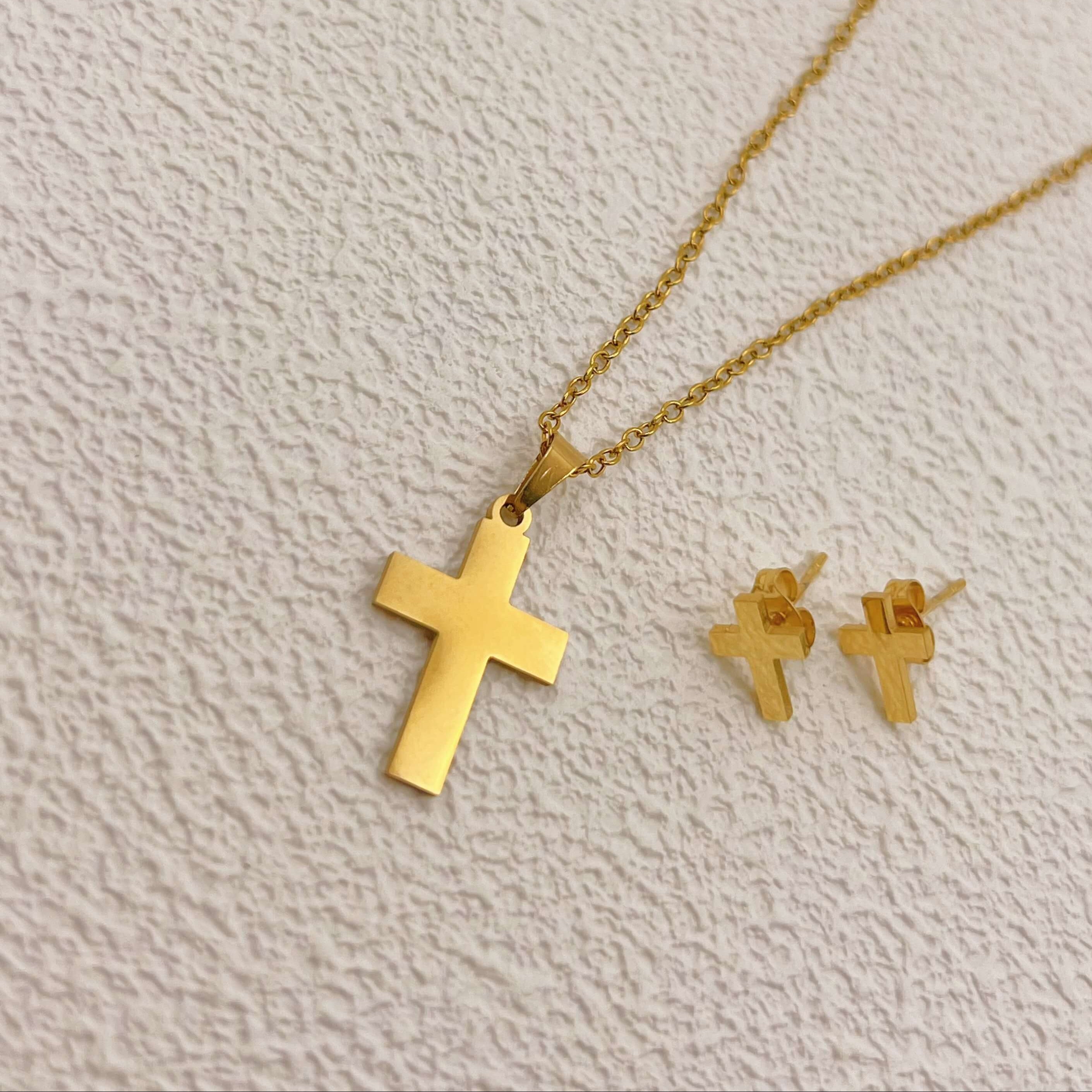 Trible Gold Cross Necklace for Labubu Style Doll Accessories