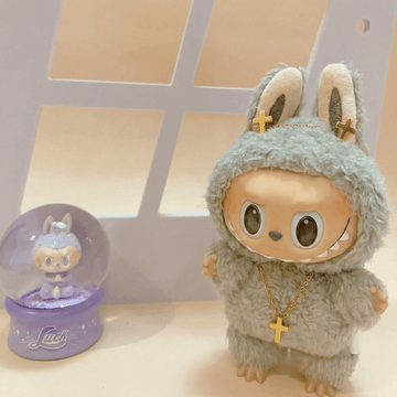 Trible Gold Cross Necklace for Labubu Style Doll Accessories