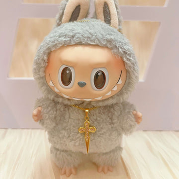 Deep V Cross Necklace for Labubu Style Doll Accessories