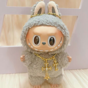 Double Cross Necklace for Labubu Style Doll Accessories